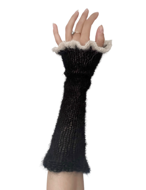 Mohair fingerless gloves black