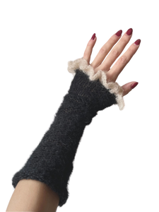 Mohair fingerless gloves black