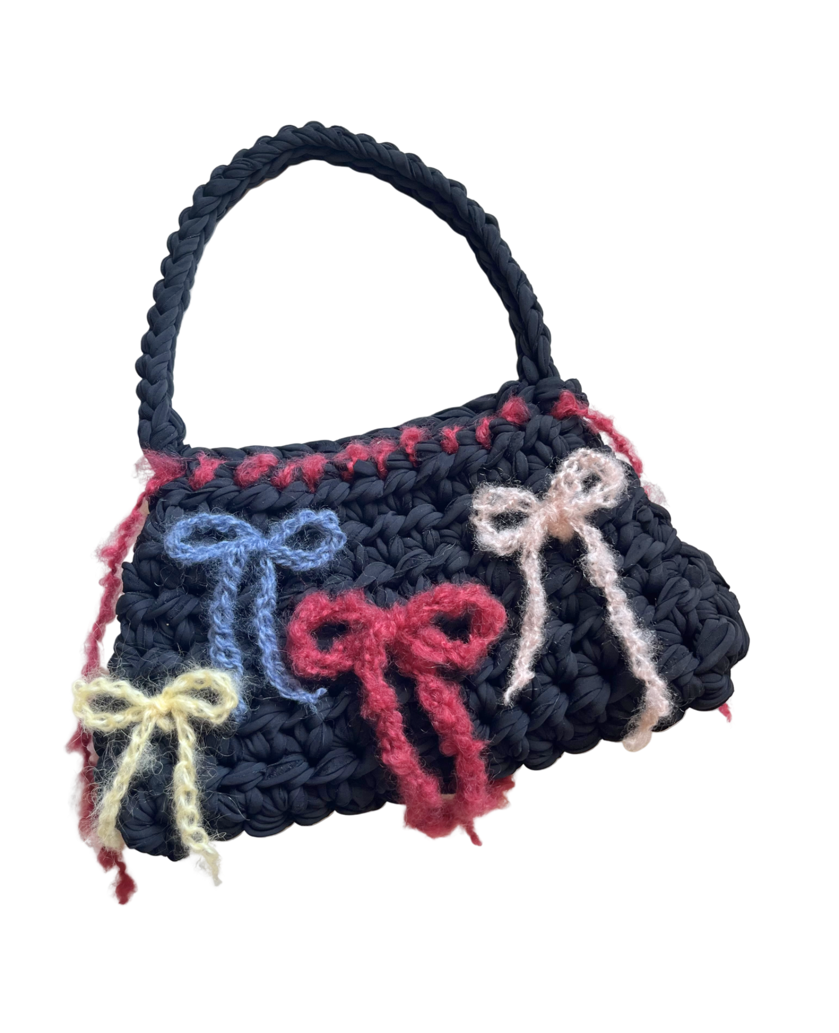 Mohair bows crochet bag